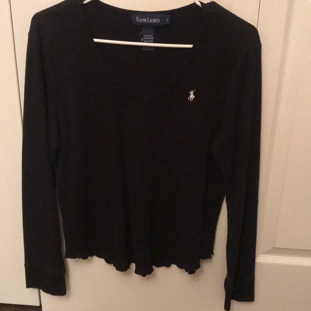 Ralph Lauren Black Ribbed Tee